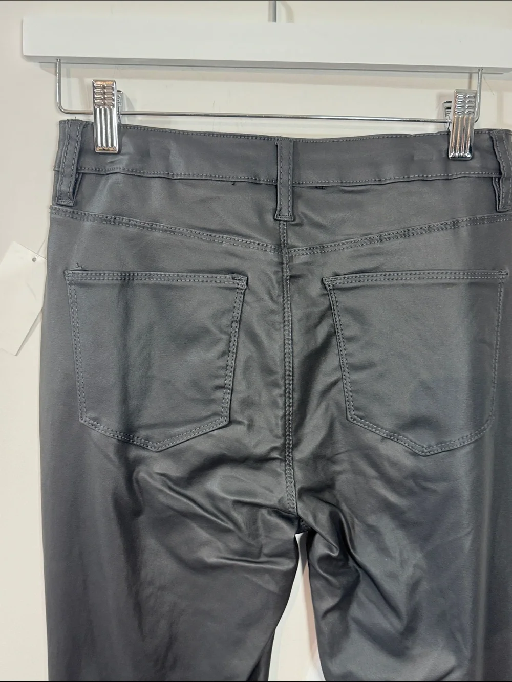 Madden Girl Junior’s Faux Leather Dark Grey High Waisted Skinny Pants - Size 3